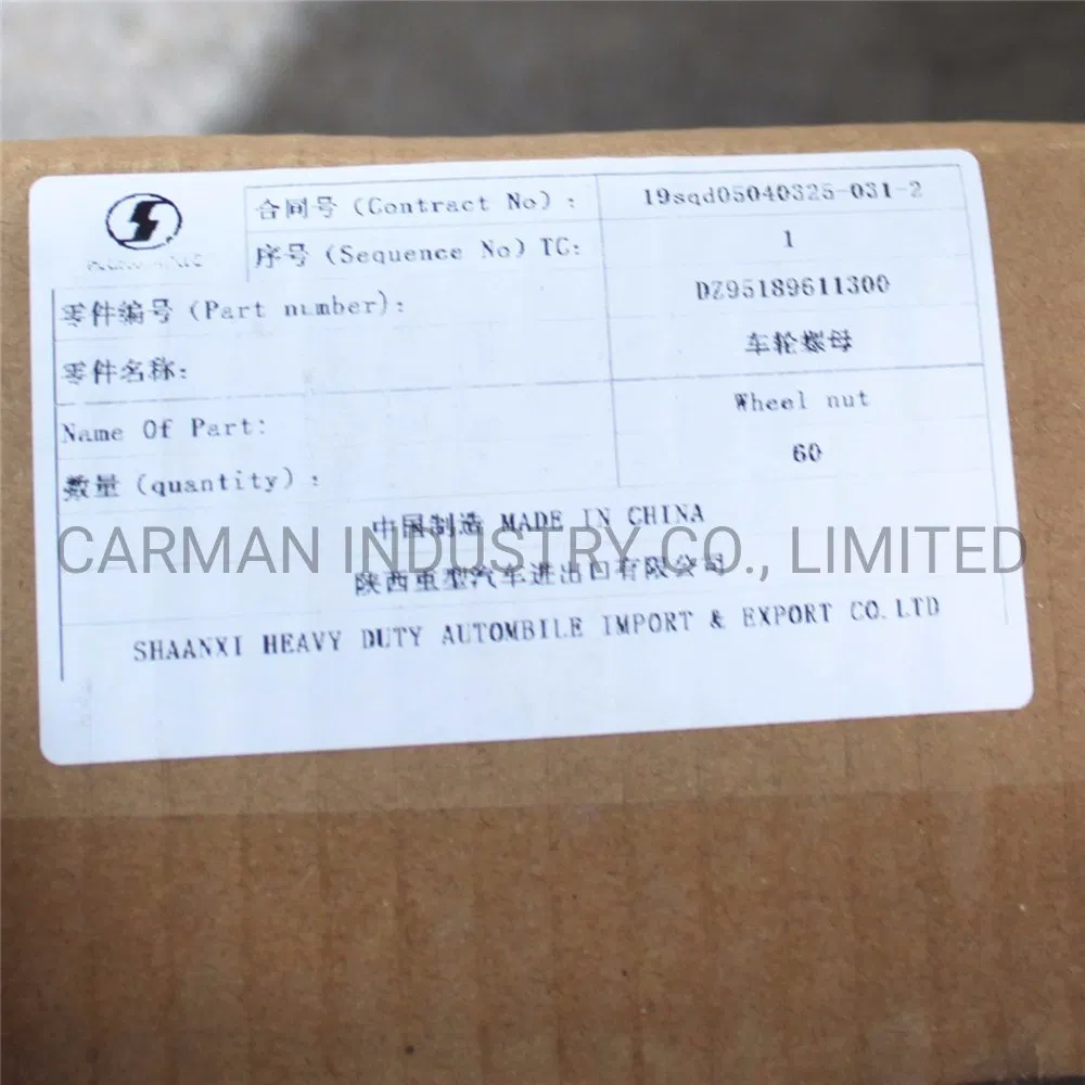 Original Dz95189611300 Wheel Nut for Shacman F2000 F3000 Xm 3000
