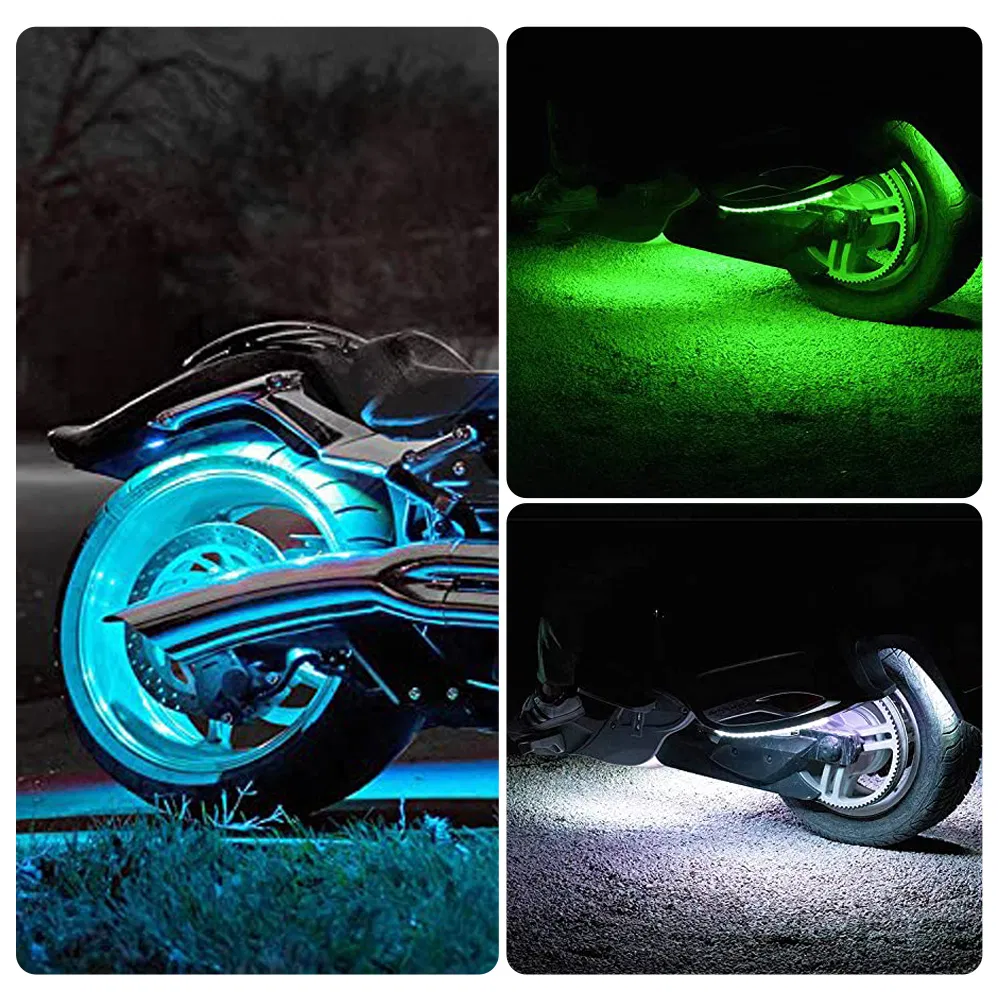 Motorcycle 3 Way LED Accent Underglow Kit with APP&Automatic Brake Light Feature RGB Smart LED Strip Light