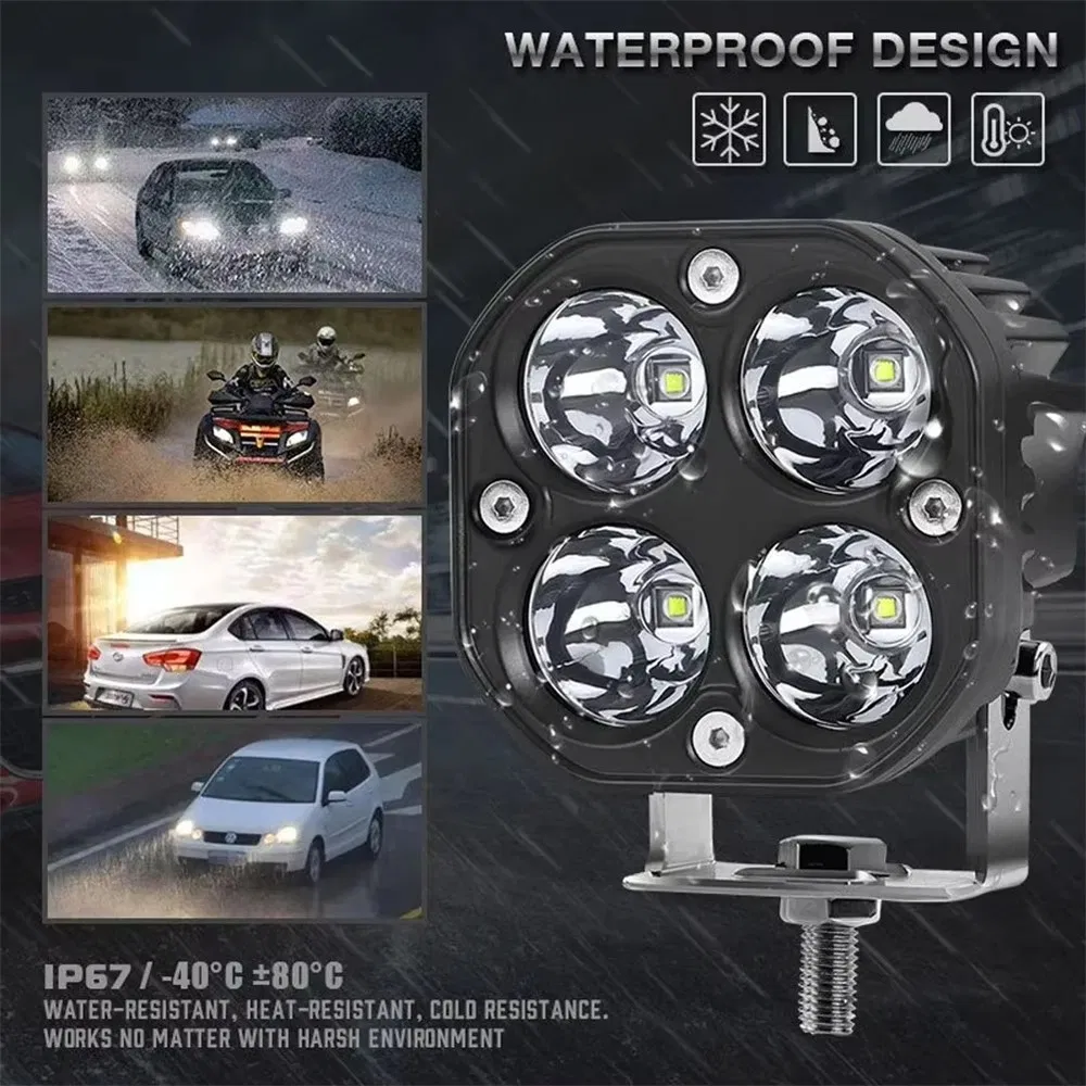 for Truck SUV ATV 12V 24V Waterproof LED Spotlight Yellow off-Road Fog Lamp Driving Work Light