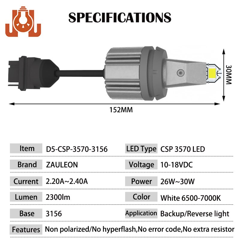 Светодиодная лампа 3157 высокой яркости для фонарей заднего хода