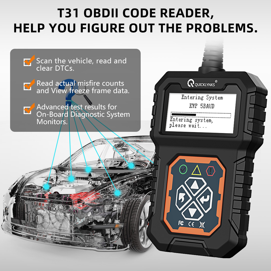 OBD2 T31 универсальный автомобильный диагностический сканер для всех машин