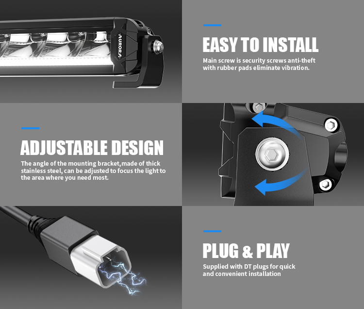 Aurora Universal LED off Road Light Bar for Car Jeep UTV ATV