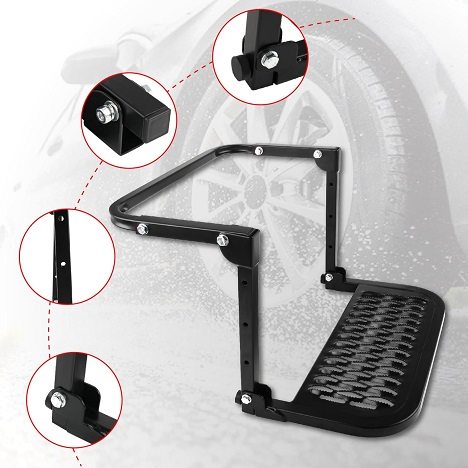 Non-Slip Folding Ladder for Truck Tire Service and Wheel Access