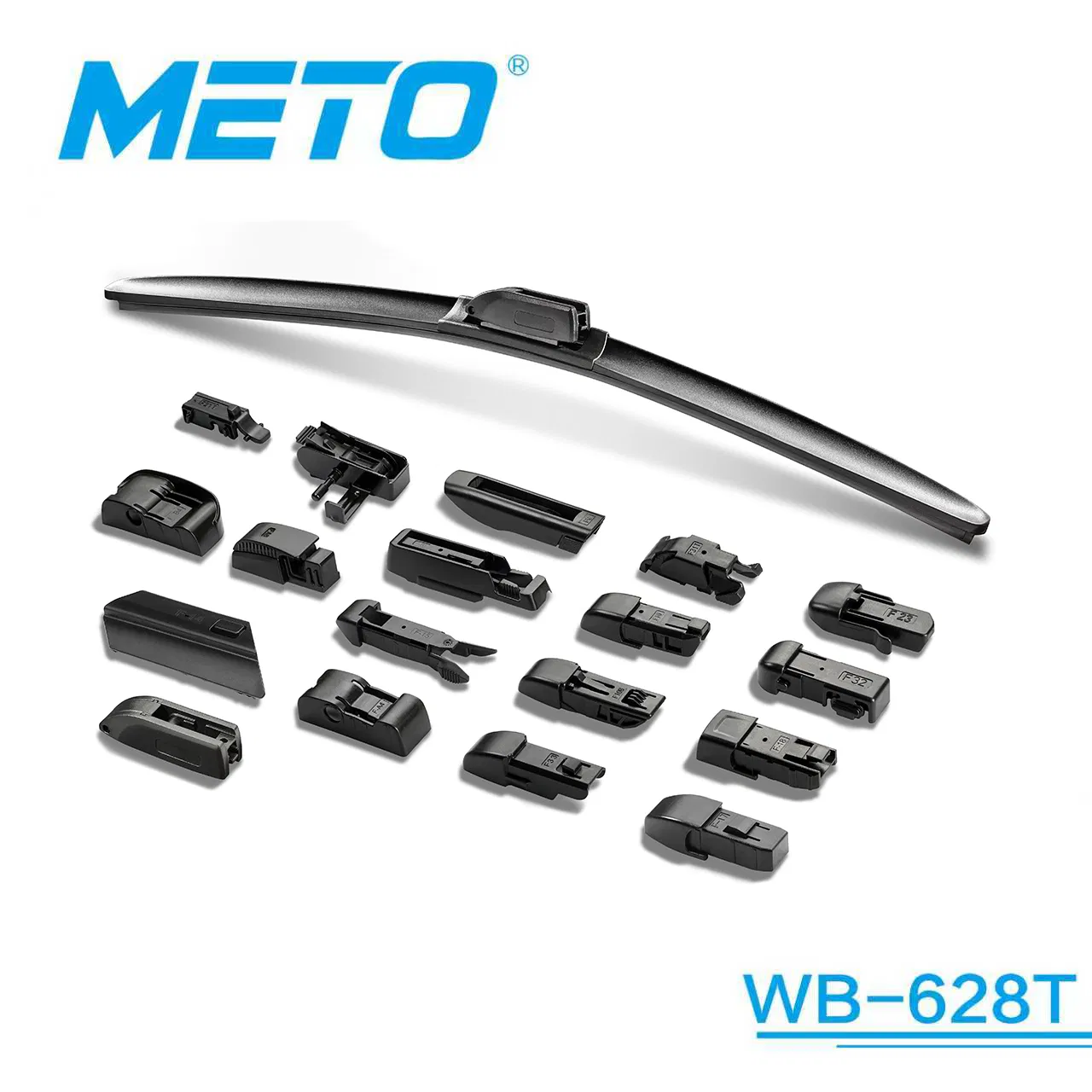 Xiamen Meto Multi-Adapters Auto Car Front Soft Flat Universal Windshield Wiper Blade 18 Adapters