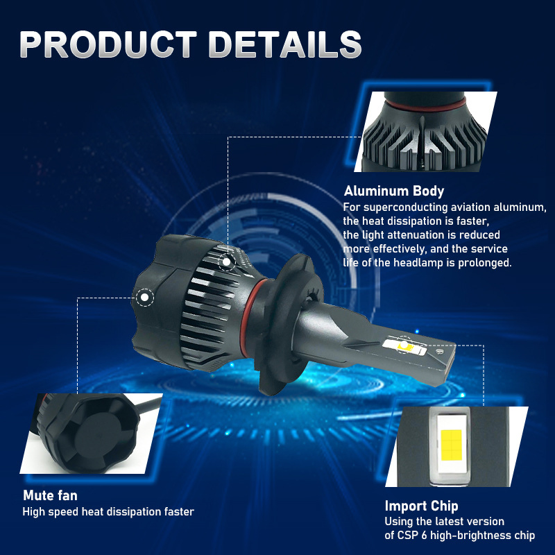 Ck8 H4 LED Headlight 880 881 H13 H11 9005 9006 LED Headlight Car 6000K White Csp Chip Canbus Luces LED PARA Autos