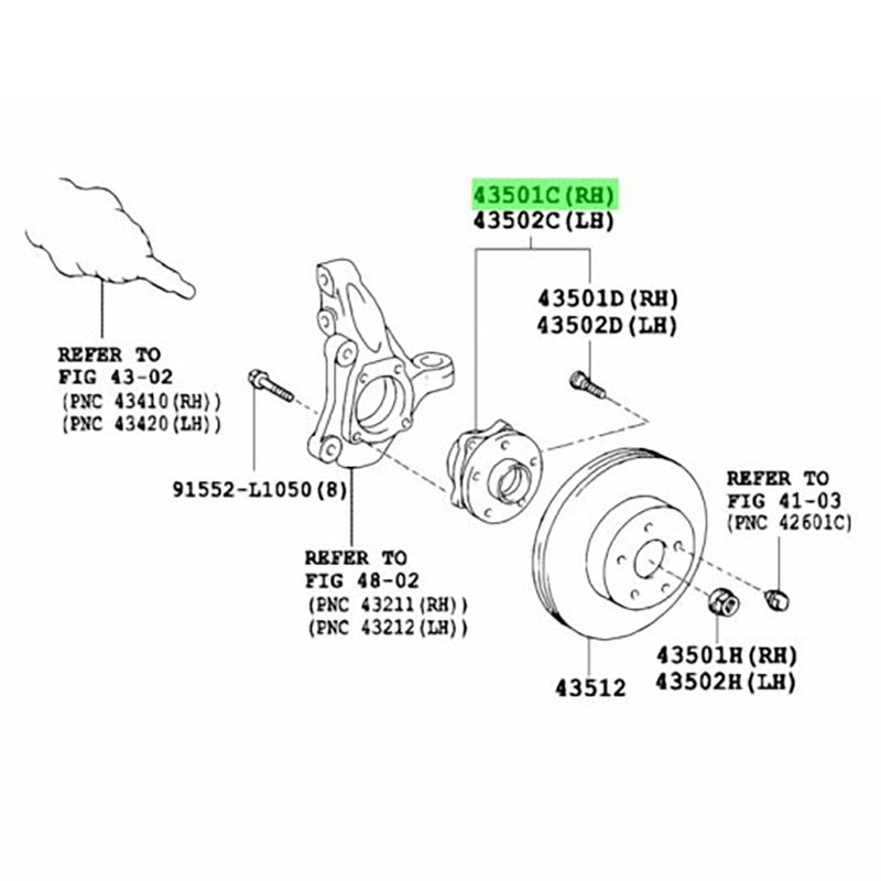 Ступичный подшипник передний левый 4355047011 для Toyota Prius, Lexus CT200h