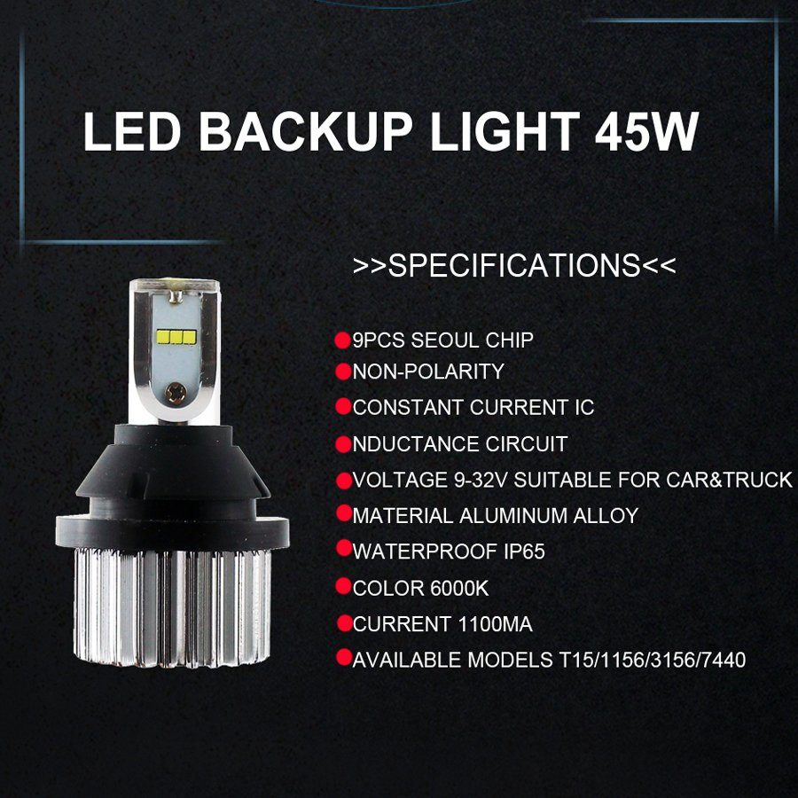 Светодиодная лампа 1156 для поворотников и заднего хода, 45W