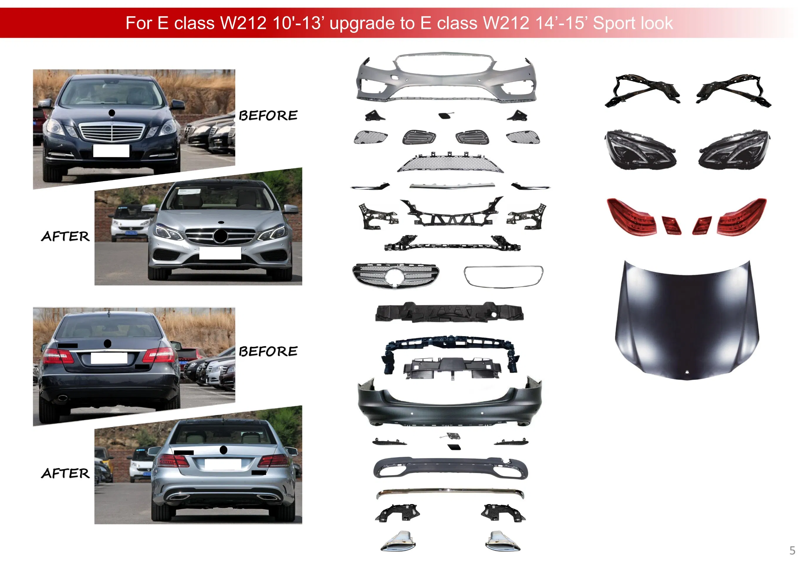 Car Body System Conversion Kits for E Class W213 16' Upgrade to E Class W213 Sport 21'before