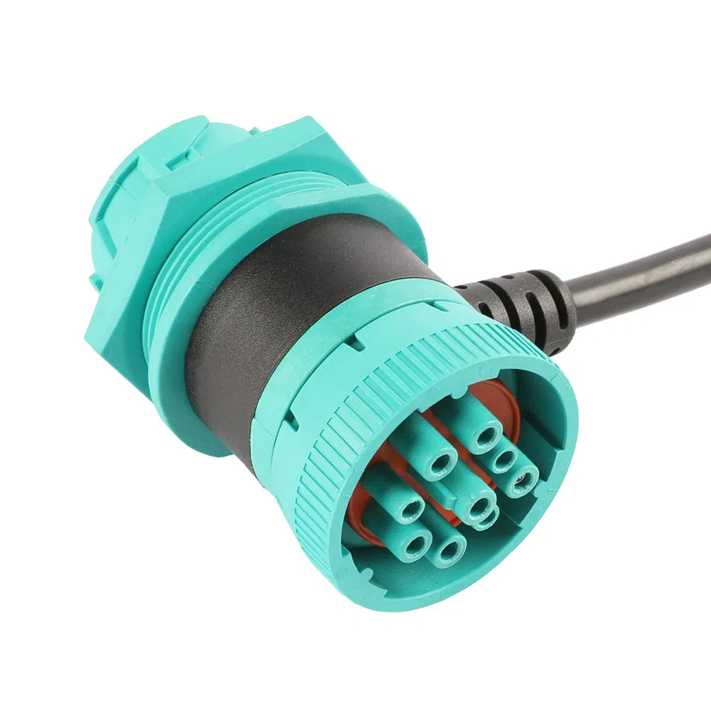 Custom J1939 9p Dual Headed to OBD2 Female Riht Angled Split Eld Cable