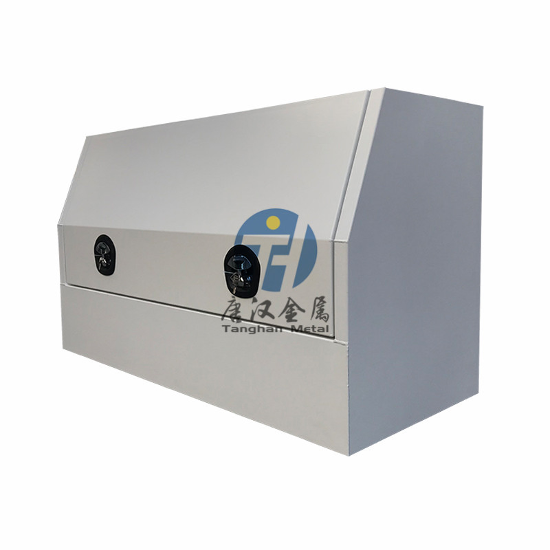 2 Drawers 1400*600*820 Aluminum Flat Alloy Plate Pick Truck Bed Storage Toolbox with Waterproof Whale Tail Locks for Ute in White Color Powdercoated.