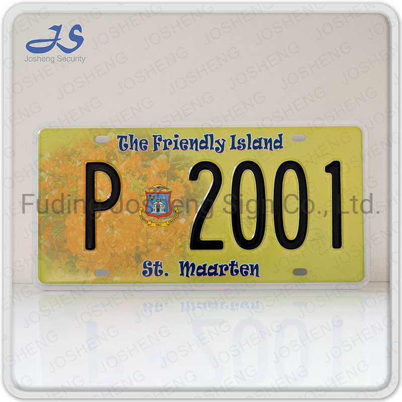 Номерной знак St. Maarten для авто, желтый алюминиевый