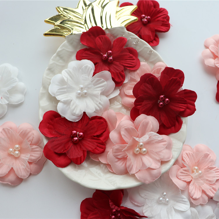 Three-Layer 3D Beaded Lace Flower Accessories