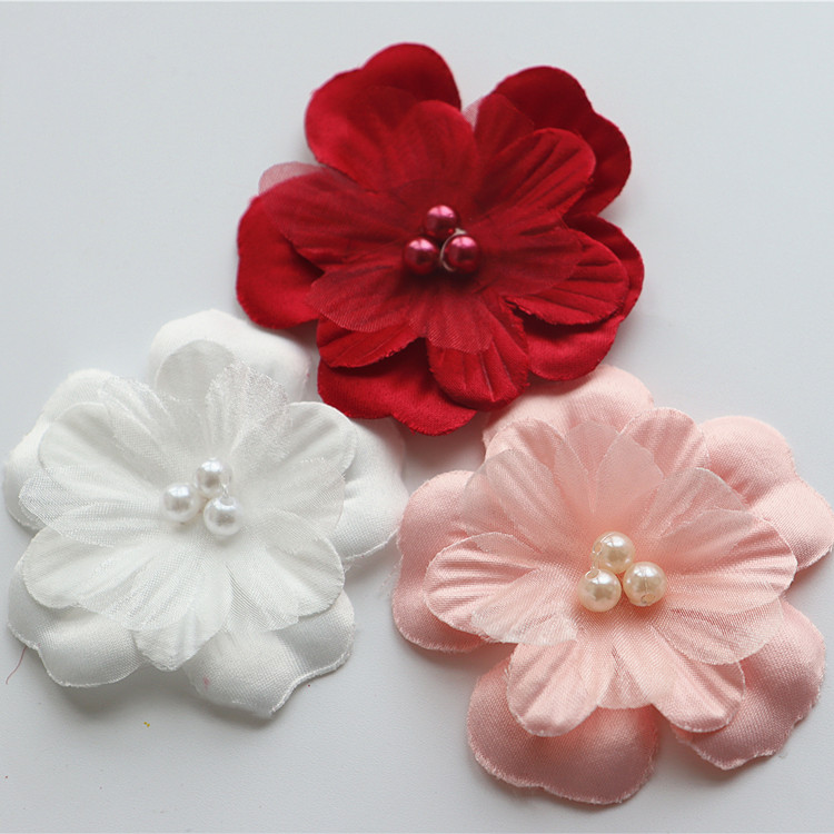 Three-Layer 3D Beaded Lace Flower Accessories
