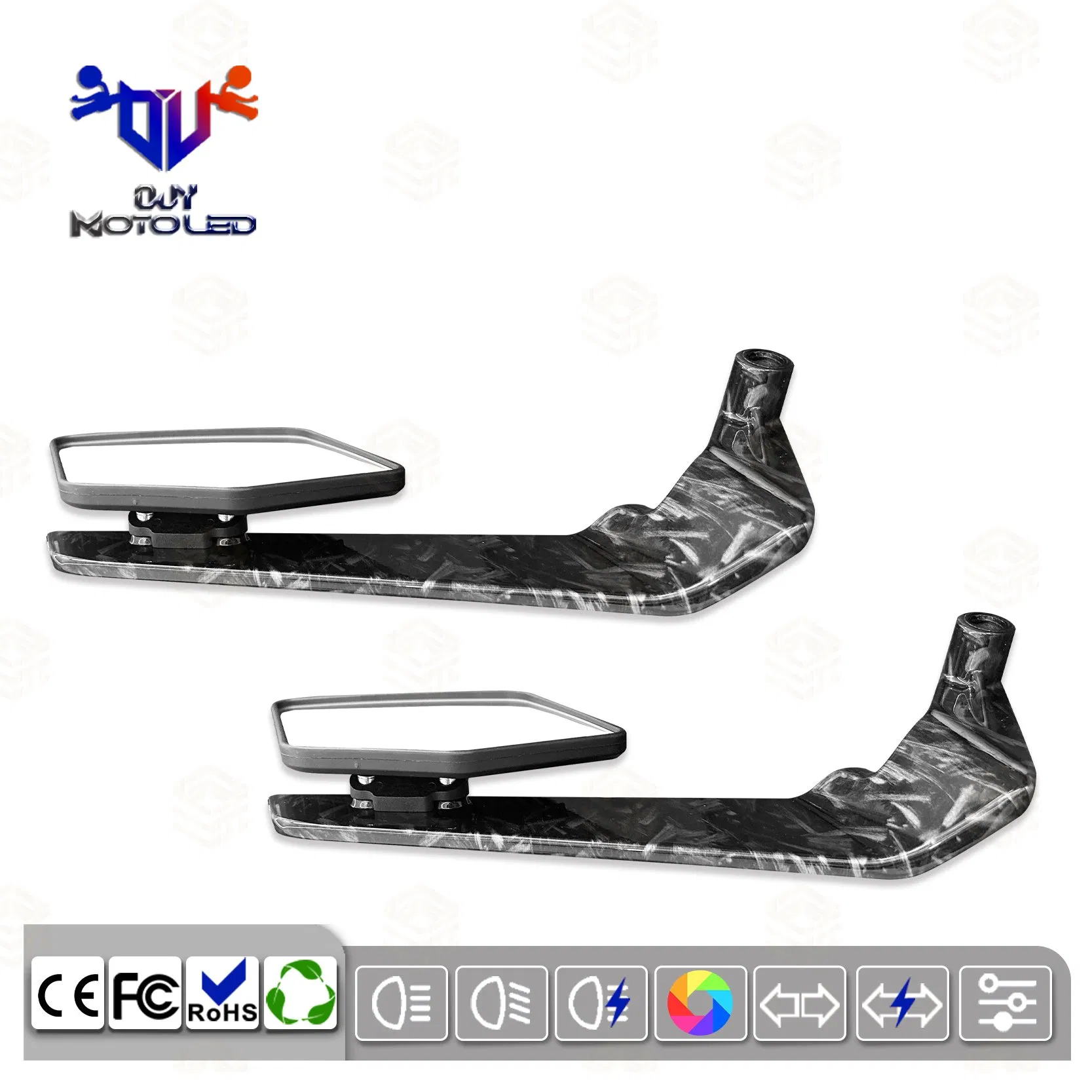 Motorcycle Universal Large Rearview Mirror Reflector Forged Pattern Accessories