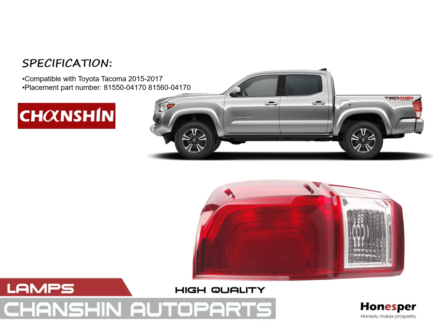 Wholesale Car Spare Parts Auto-Parts Car Accessories Body Part Rear Light Taillight Tail Lamp for Toyota Tacoma 2015-2017 81550-04170 81560-04170 To2801197