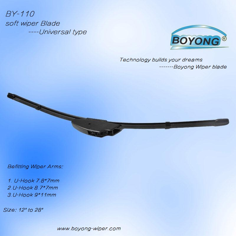 OEM Customed Wholesale Conventional Wiper Stock Universal Beam Natural Rubber Soft Flat Wiper Blade Frameless Car Wiper U Hook Wiper Auto Parts Car Accessories