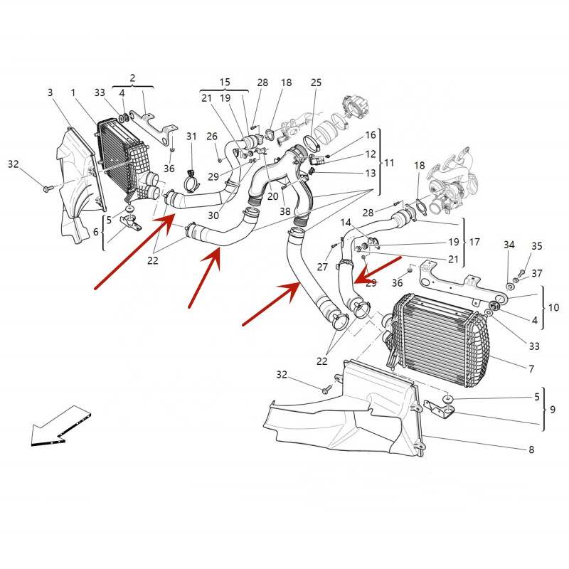 Патрубок интеркулера Maserati Ghibli/Quattroporte OEM 670001352