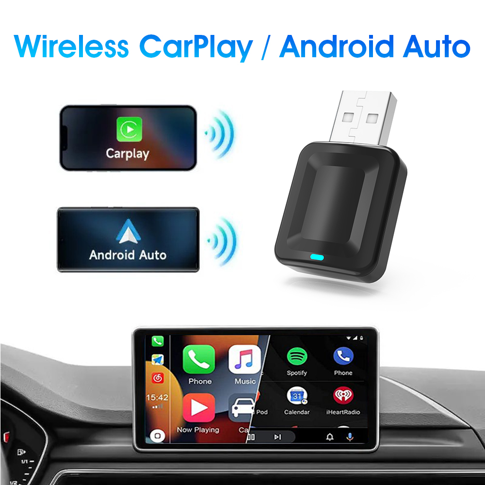Проводной адаптер USB 2-в-1 для беспроводного CarPlay и Android Auto