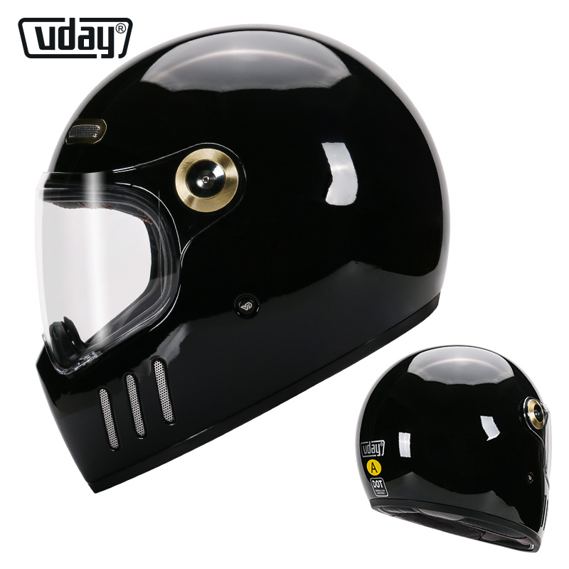 Motorcycle Retro Full Face Helmets Fiberglass Shell Bicycle Helmet