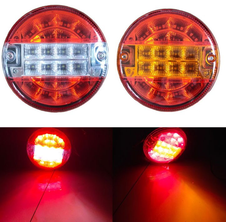 Hot Sale 4" Round 20PCS LED 12V 24V Tail Rear Tail Lights Turn Signal Waterproof IP67 Stop Brake Running Red Tail Trailer Rear Light