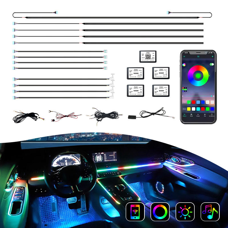 Автомобильная RGB подсветка салона 18 в 1, 64 цвета