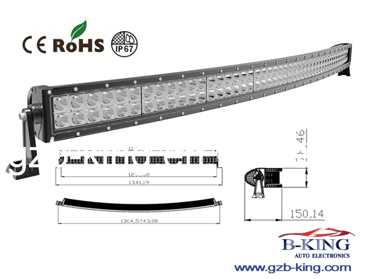 IP67 9-30V 288watts 50inch Curved LED Light Bar