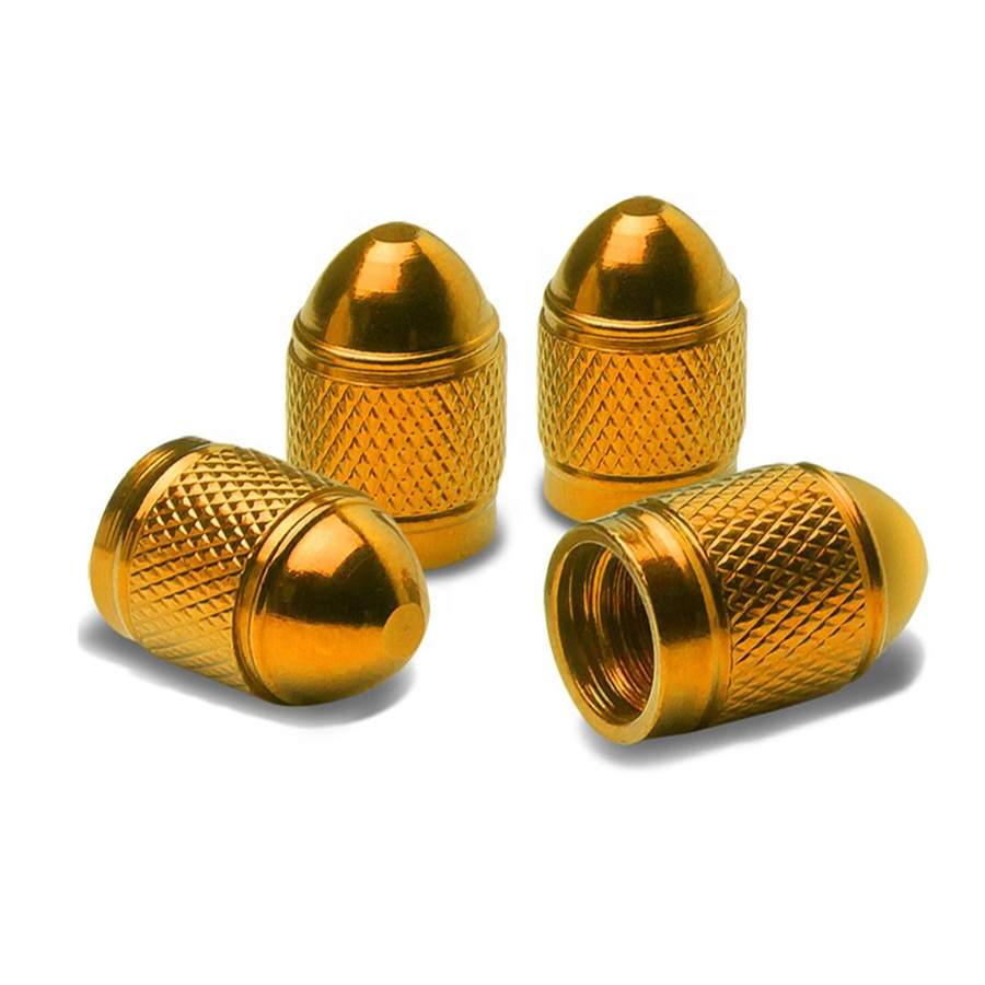 Customized Titanium CNC Parts CNC Burnt Titanium Motorcycle Knurled Tire Valve Cap Cover for Wheel Decoration