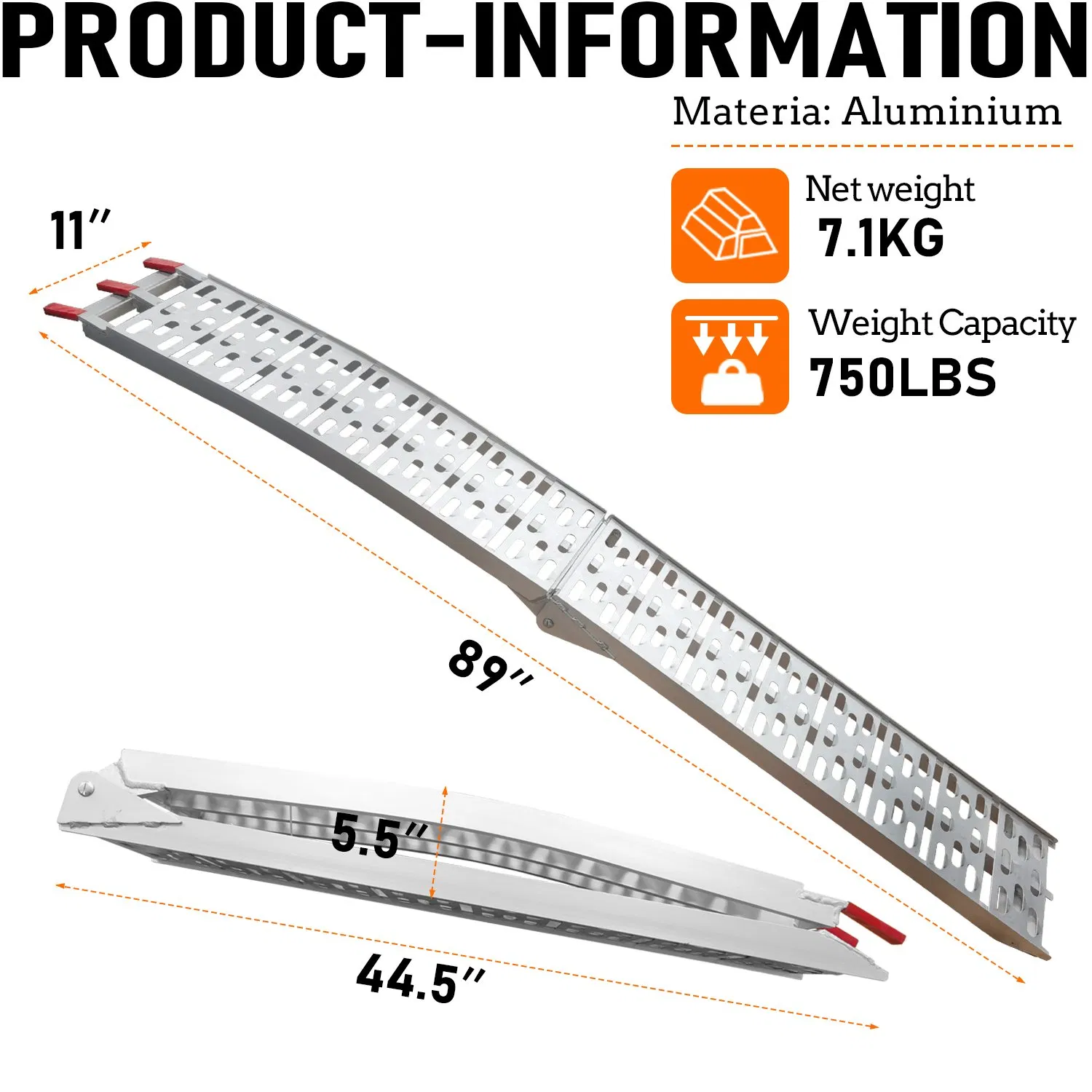 Aluminum Ramp Tabular Foldable Loading Motorbike ATV Pickup Truck