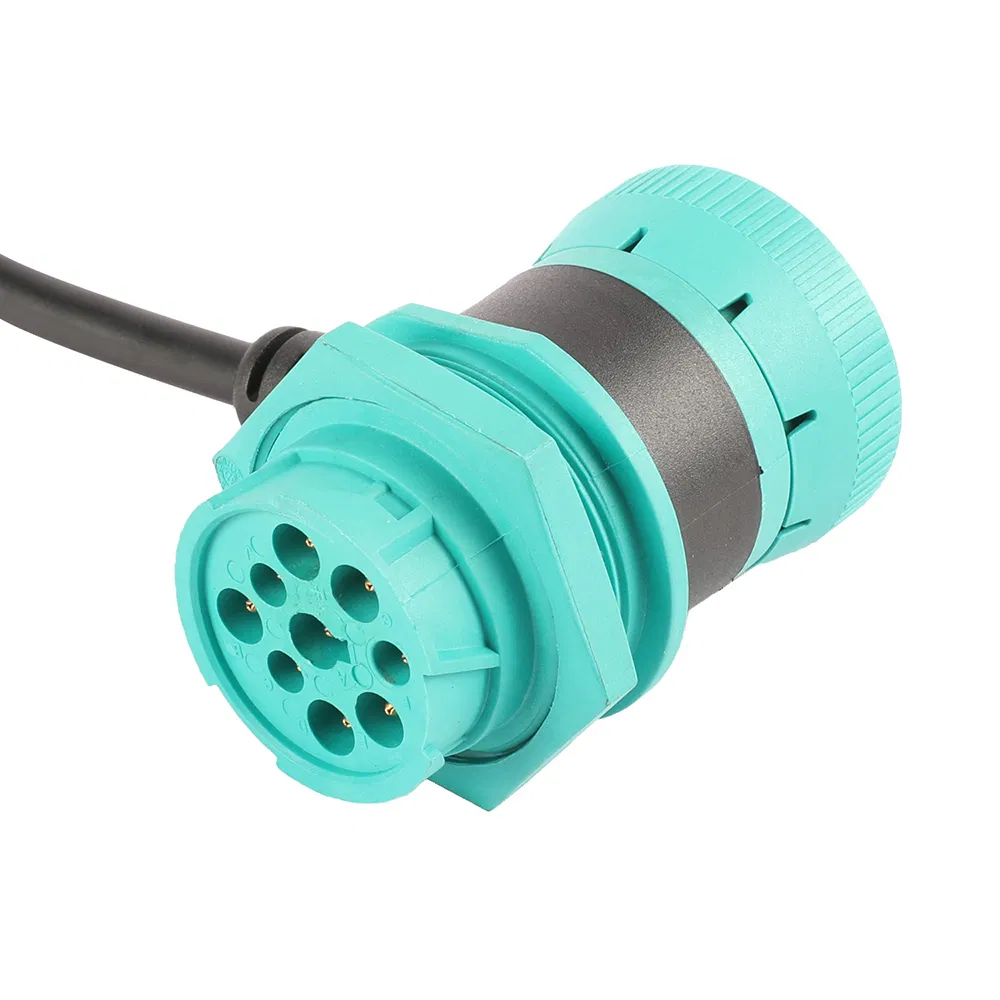 Custom J1939 9p Dual Headed to OBD2 Female Riht Angled Split Eld Cable