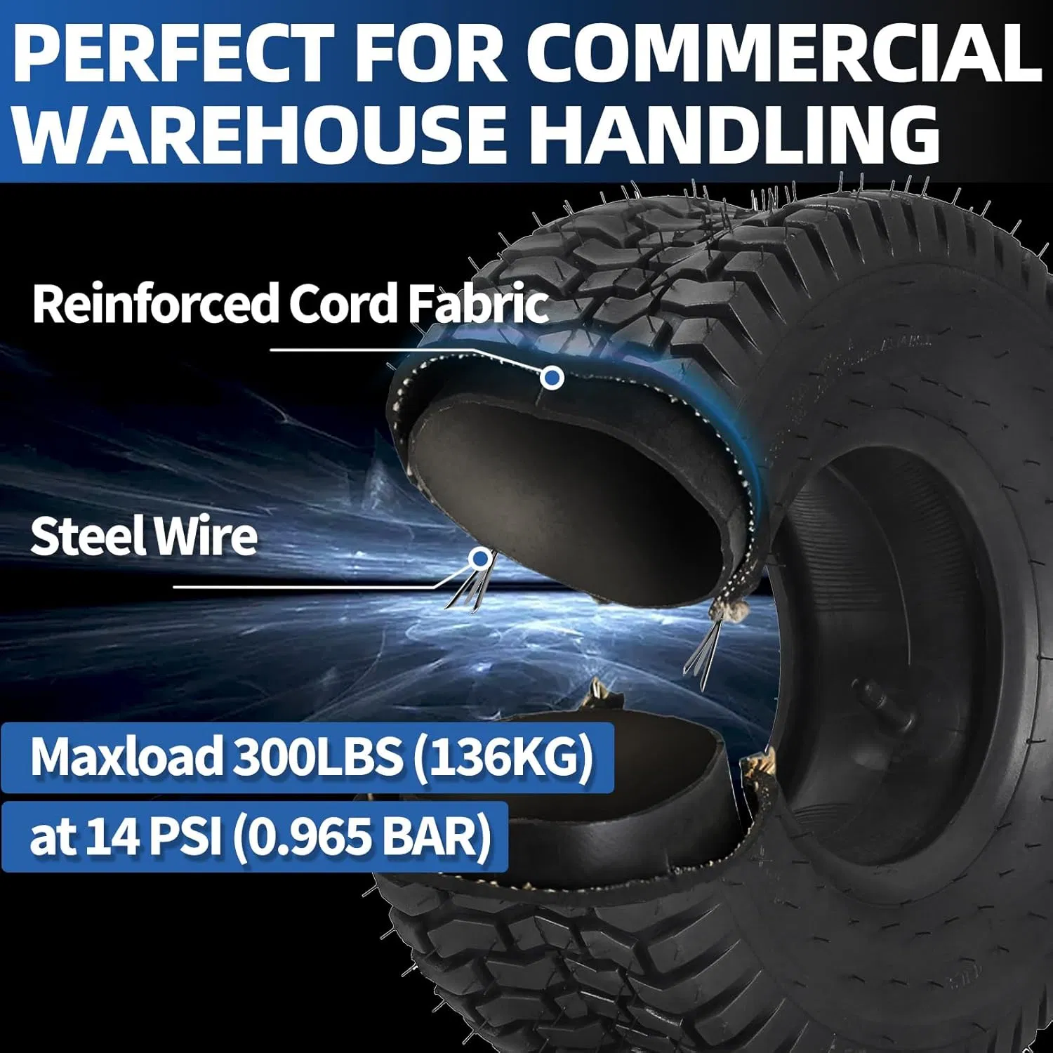 15X6.00-6 Tire and Inner Tube Set, Tr-13 Straight Valve Stem, Replacement Riding Mower Front Wheel Assembly, 2 Pack