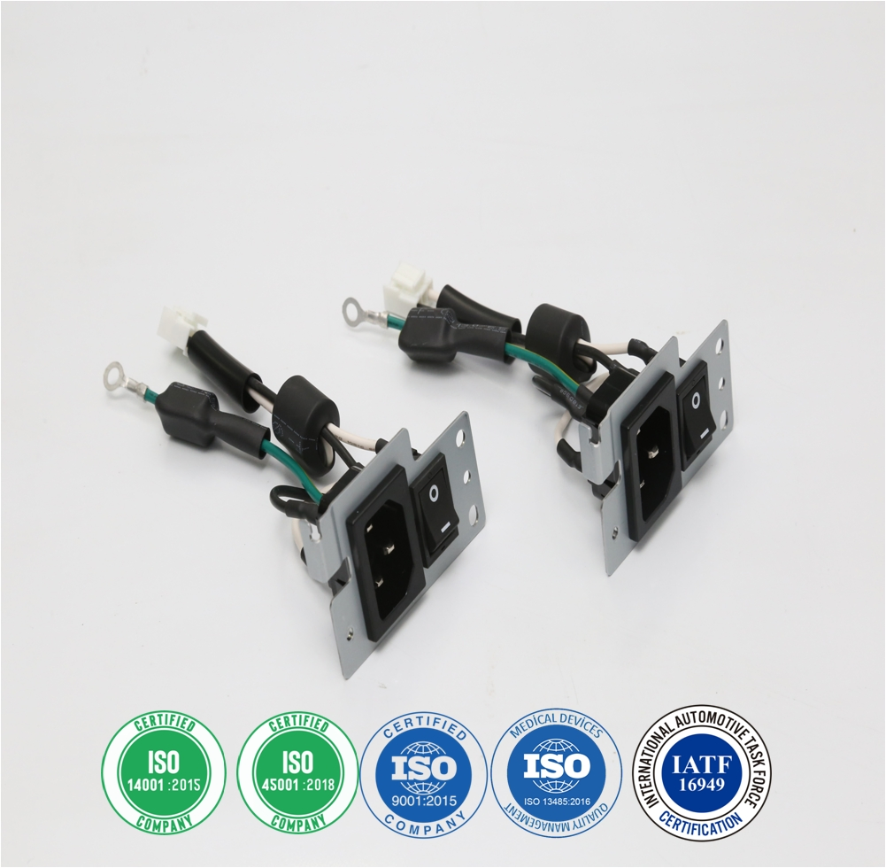 Power Socket Two in One Socket with Switch and Wire Harness Processing Cable Wiring Harness with Ferrite Bead