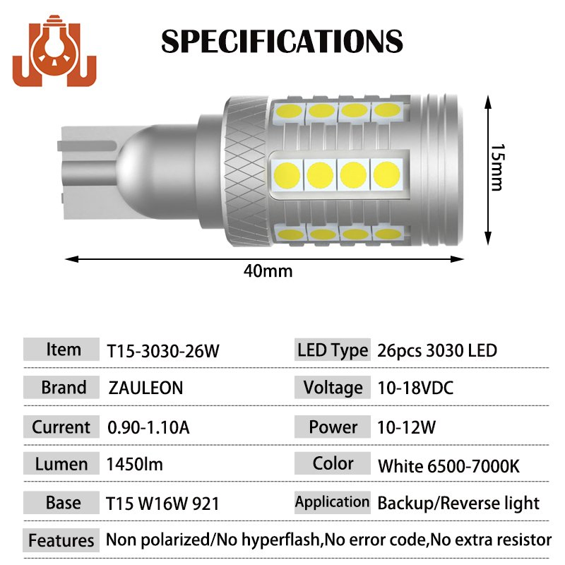 Светодиодная лампа заднего хода W16W T15