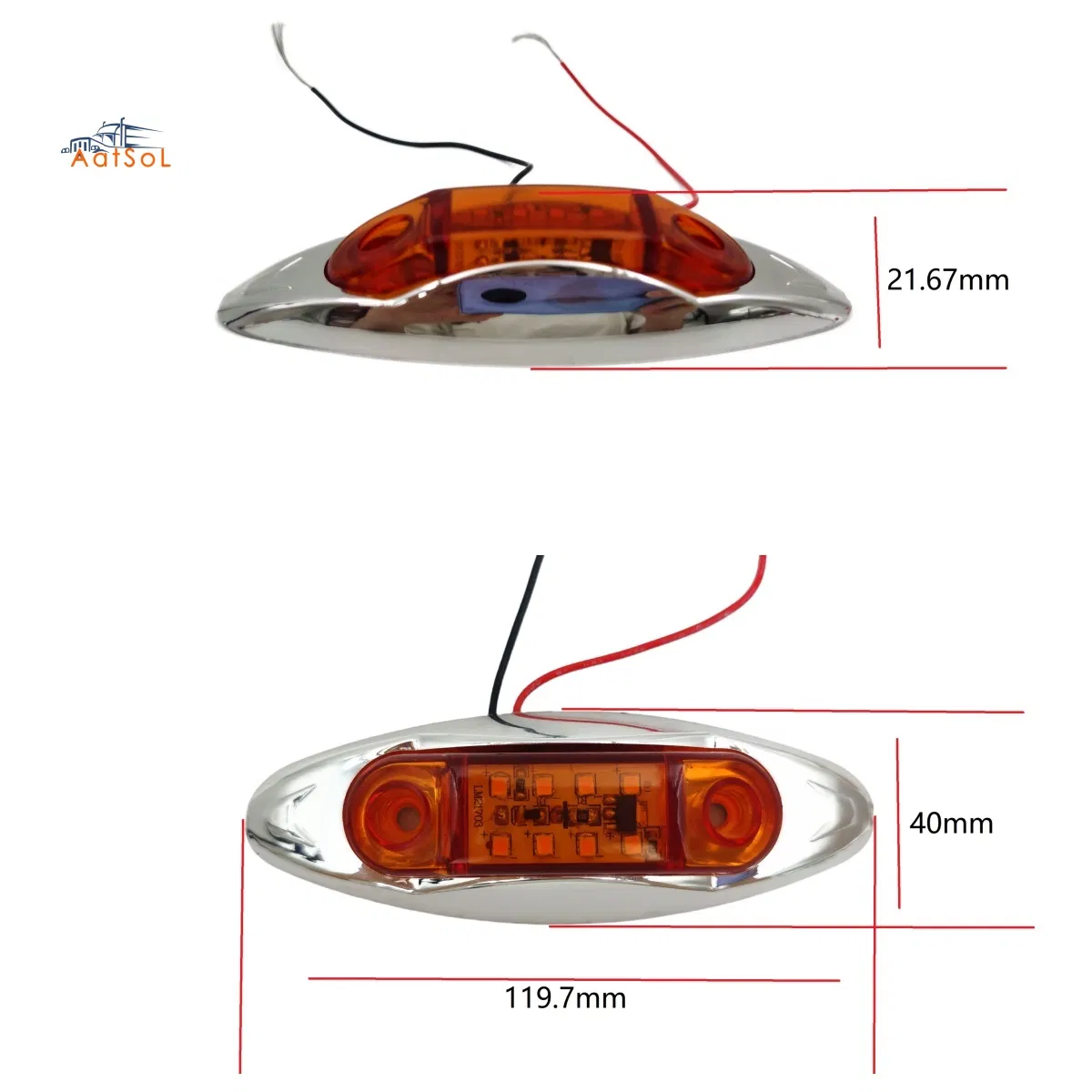 Светодиодный габаритный фонарь 8LED красный хром, 10-30В