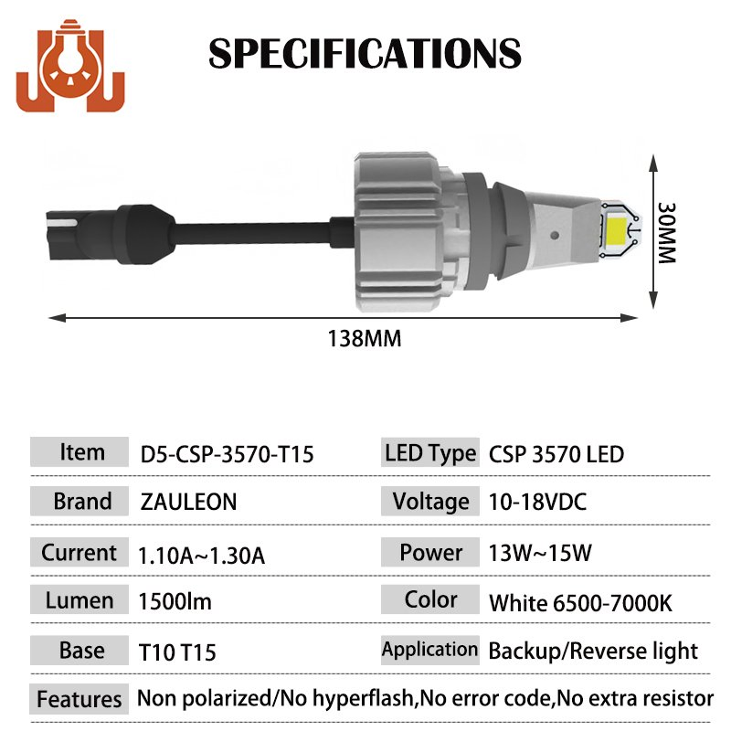 Светодиодная лампа Jiali T15 для фонаря заднего хода