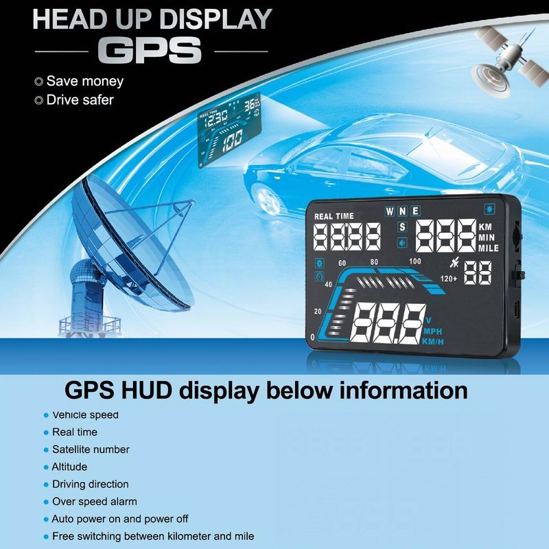 Универсальный GPS HUD-проектор 5,5 дюймов для лобового стекла