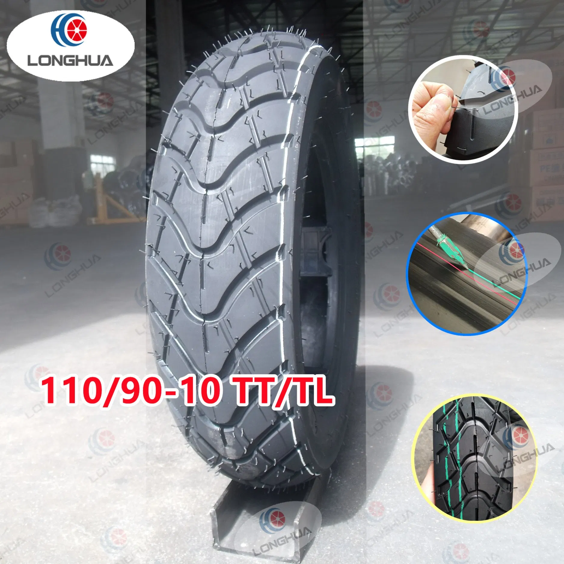 Шина мотоциклетная бескамерная 110/90-10, 6PR, нейлон