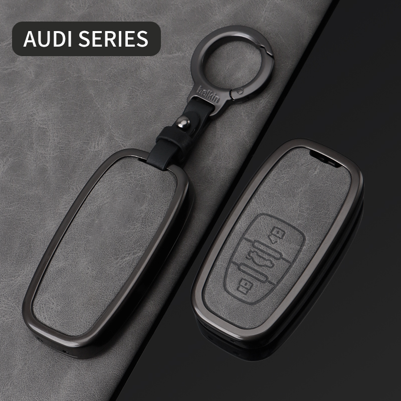 Stock Available Gun Metal Zinc Alloy Leather Manufacturer Car Key Cover Case