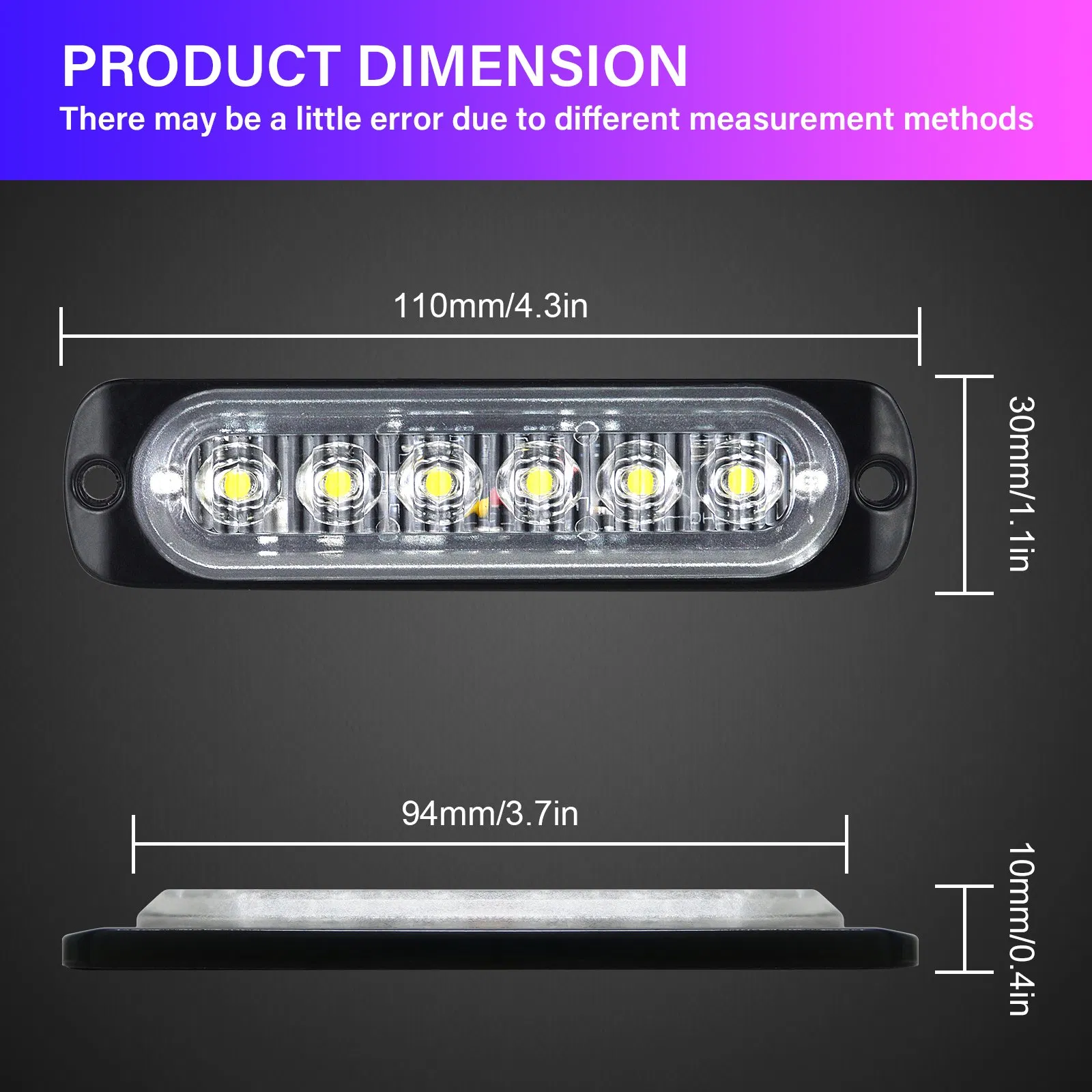 6-LED White Safety Light - 500m Beam, IP67, Waterproof Connector, for Mining Equipment