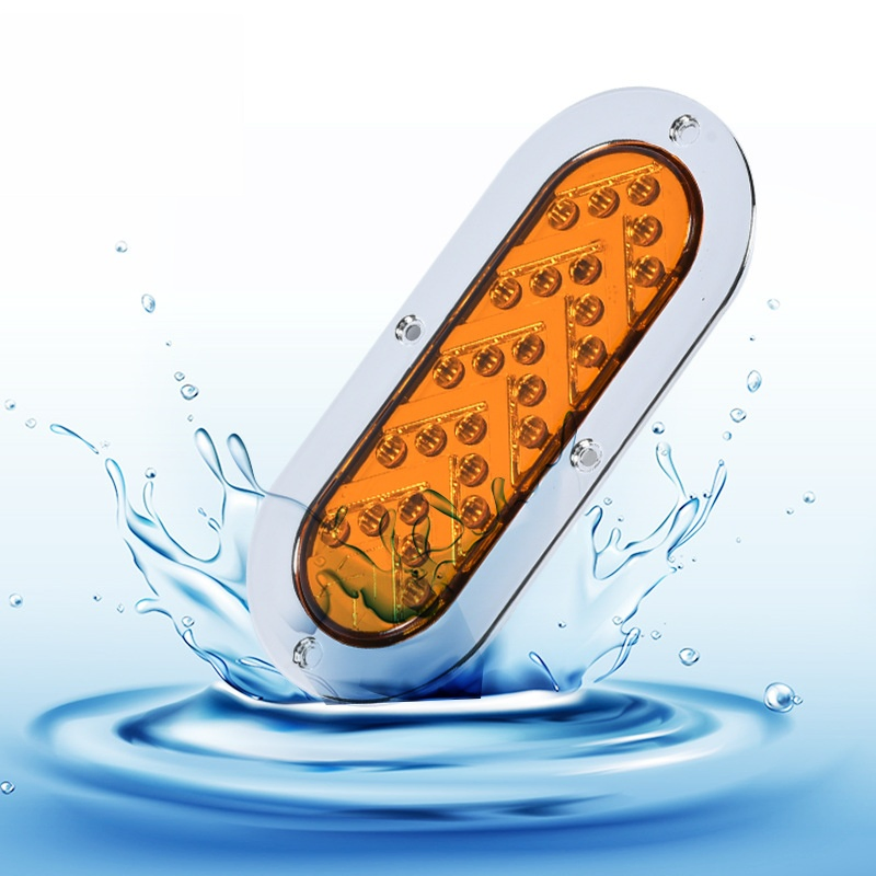 6 Inch Oval Arrow Turn Signal Lights Brake Side Marker Lamp LED Tail Lights for Truck Trailer Bus Dump Truck