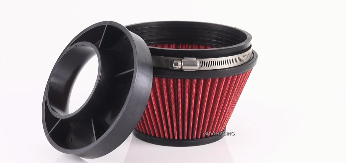 102mm Height Red Car Air Filter Intake with Velocity Stack 3''/3.5''/4'' Universal