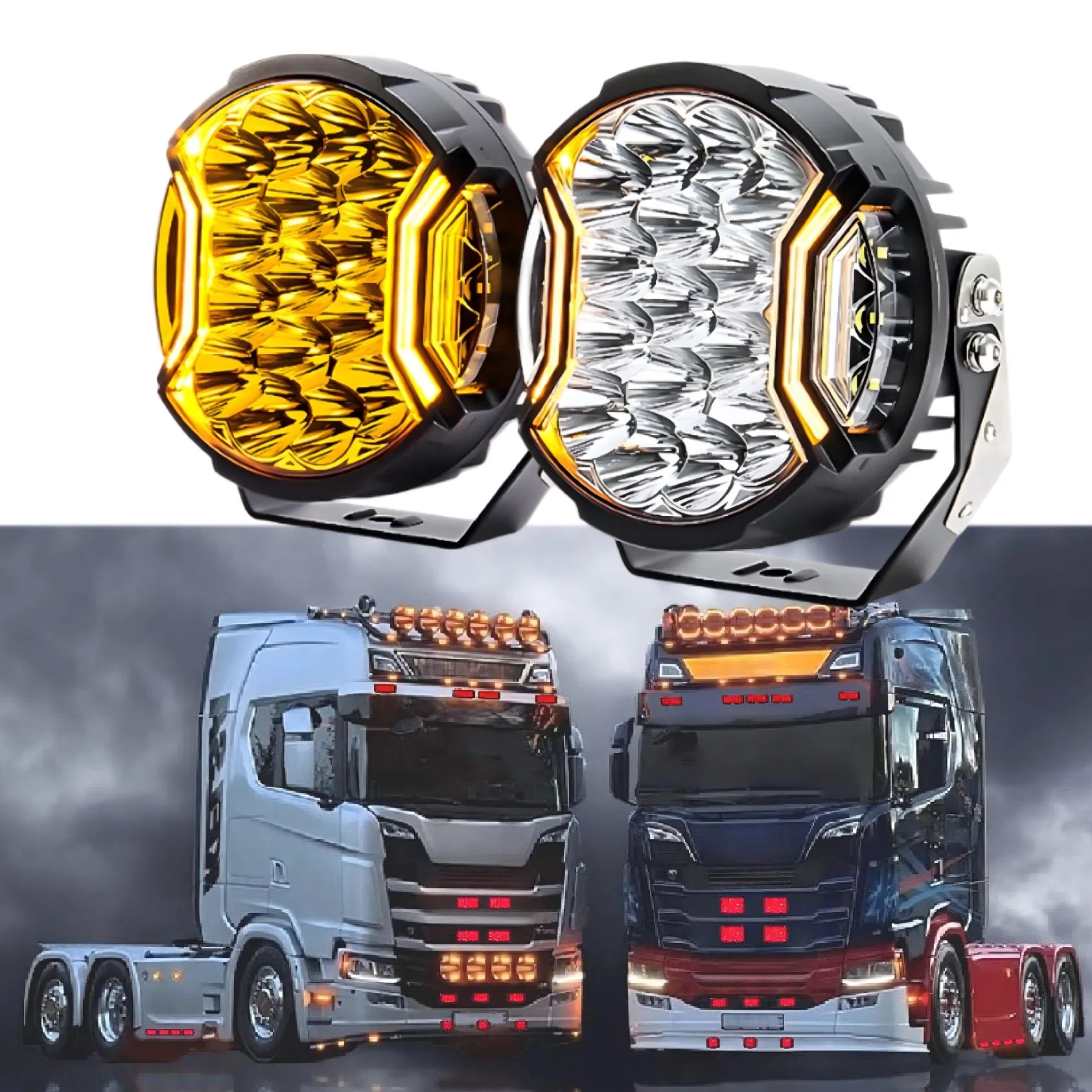 LED-фары 70W Euro Dual Color Amber для внедорожников
