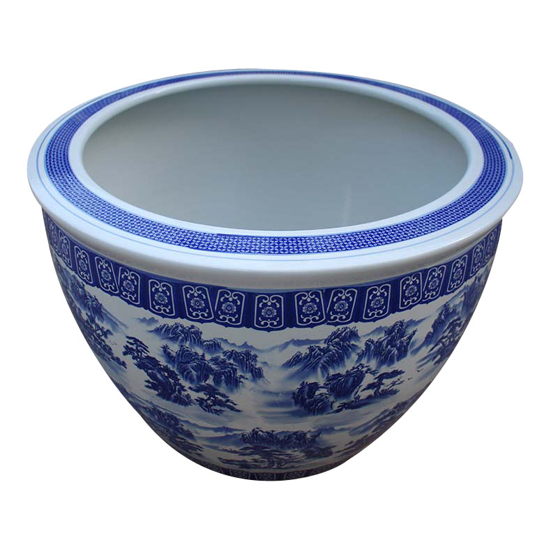 Jingdezhen большие керамические уличные горшки для ландшафта, сине-белые, набор для сада, цветочные кашпо на заказ