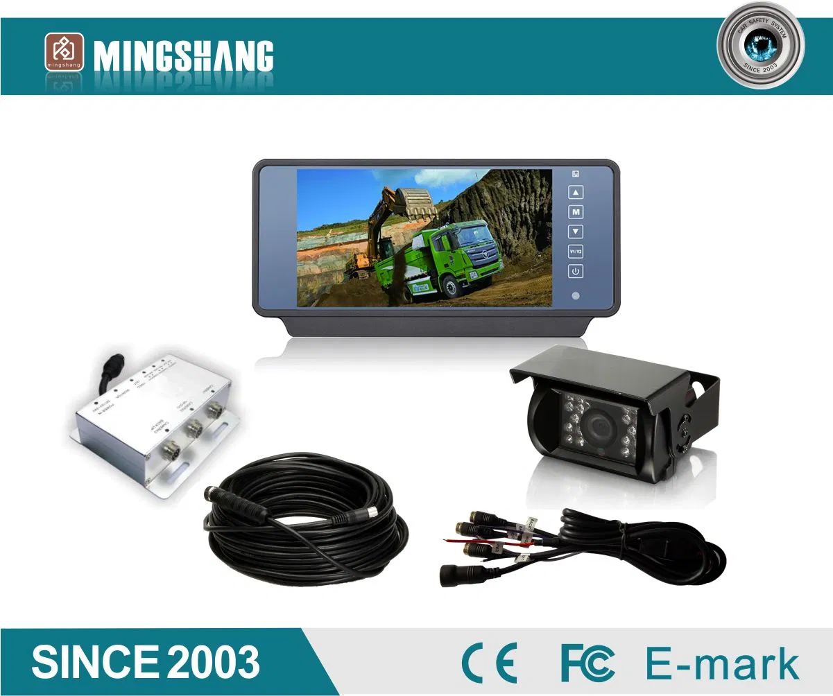 7 Inch Quad Rear View Mirror Camera System with Heavy Duty Camera