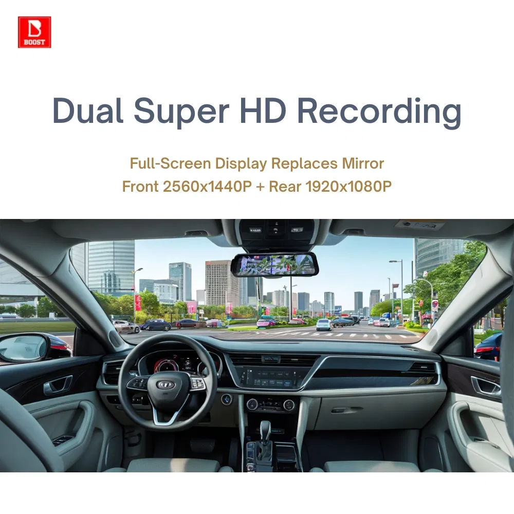 4K Dual Dash Cam with GPS Streaming Mirror Display