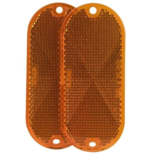 Oblong Super Bright Factory Price Stick-on Reflectors 2 Pack for Trucks Fits Any Vehicle-Amber White Red Oblong Oval Towing