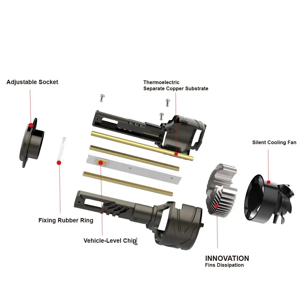 H4 H7 H11 LED Headlights for Auto - Black