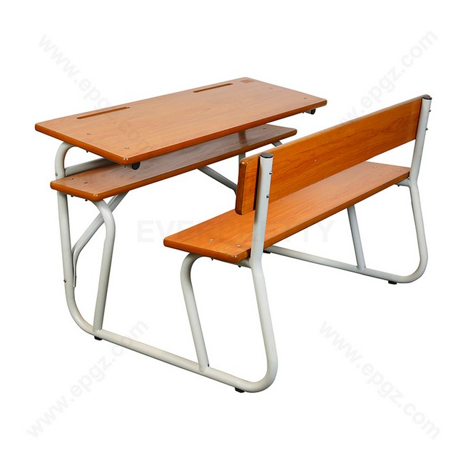 Modern Design Durable School Desk and Chair Set – Double Table Wooden Furniture for Students