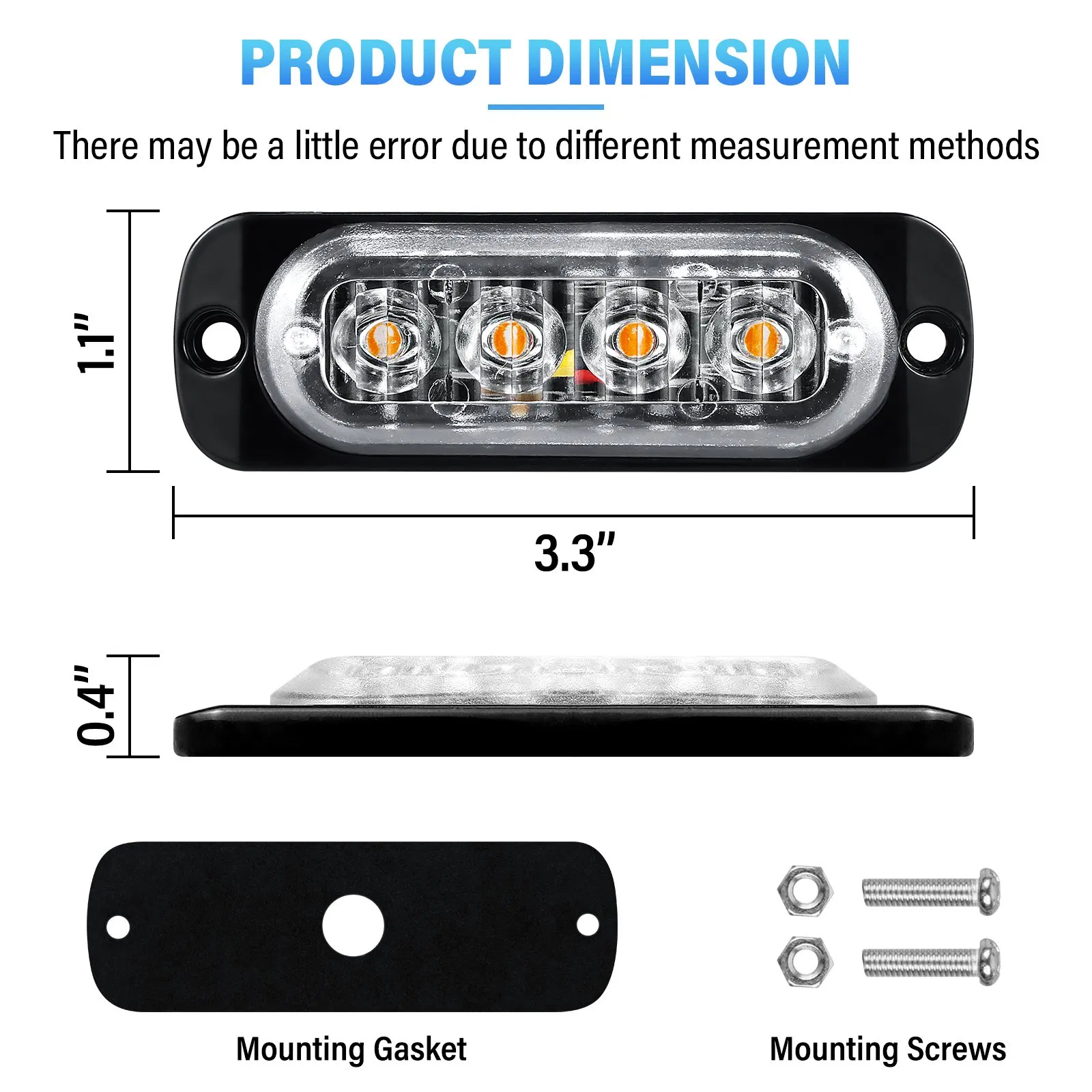 Янтарные стробоскопы 4 LED, 12В/24В, набор для автопарка