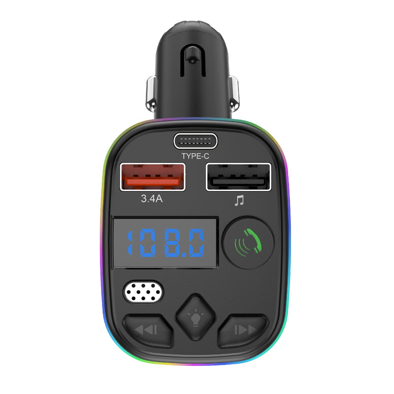 Автомобильный FM-передатчик C4P BT5.3 с MP3 плеером, громкой связью и двойным USB (5V/3A) для быстрой зарядки