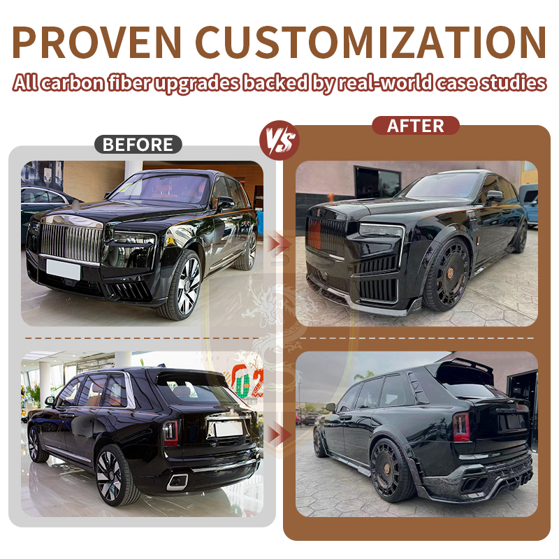 New Arrival Upgrade to Msy Old to New Style Dry Carbon Fiber Body Kit for Rolls Royce Cullinan Headlights Rear Bumper Grille